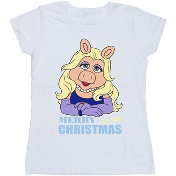 textil Mujer Camisetas manga larga Disney Muppets Miss Piggy Queen of Holidays Blanco