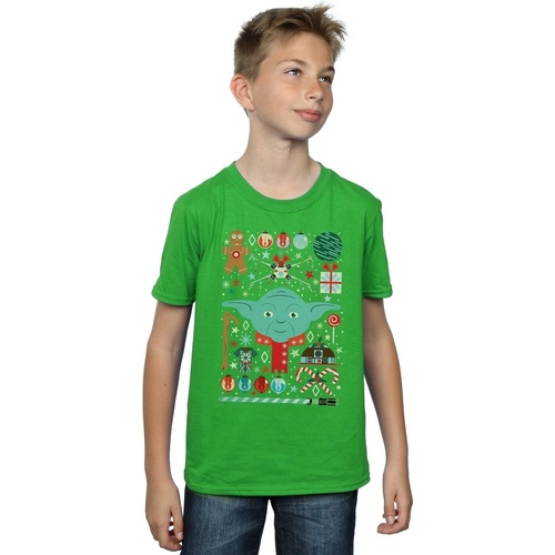 textil Niño Camisetas manga corta Disney Yoda Christmas Verde
