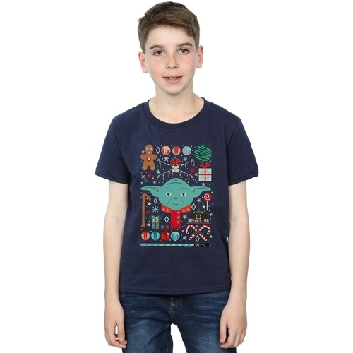 textil Niño Camisetas manga corta Disney Yoda Christmas Azul