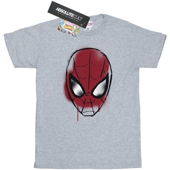 textil Niña Camisetas manga larga Marvel Spider-Man Face Sketch Gris