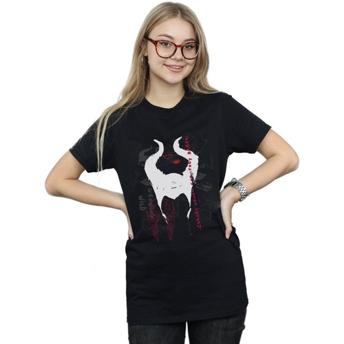 textil Mujer Camisetas manga larga Disney Maleficent Mistress Of Evil Growing Wild Horns Collage Negro