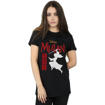 textil Mujer Camisetas manga larga Disney Mulan Movie Warrior Silhouette Negro