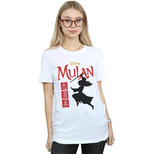 textil Mujer Camisetas manga larga Disney Mulan Movie Warrior Silhouette Blanco