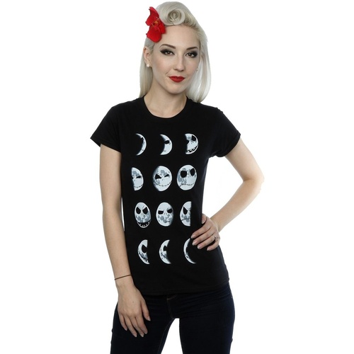 textil Mujer Camisetas manga larga Disney Nightmare Before Christmas Jack Moon Negro