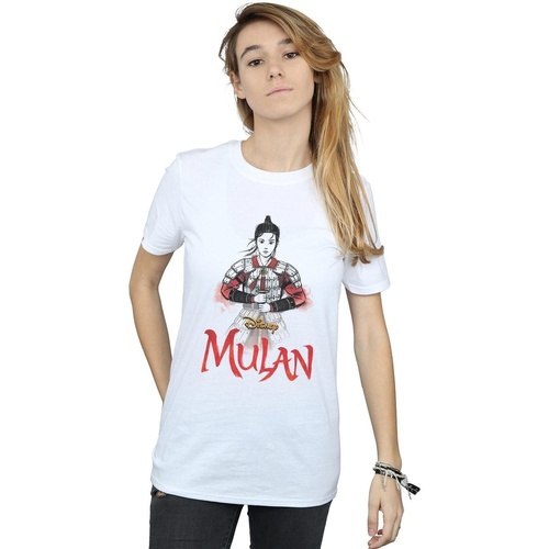 textil Mujer Camisetas manga larga Disney Mulan Movie Sword Pose Blanco