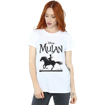 textil Mujer Camisetas manga larga Disney Mulan Movie Mono Horse Blanco