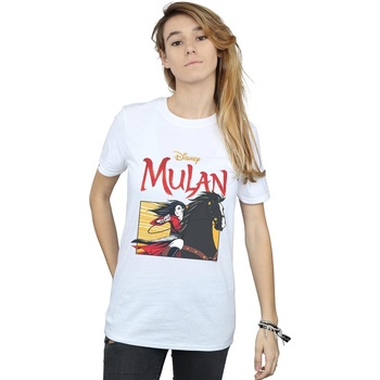 textil Mujer Camisetas manga larga Disney Mulan Movie Horse Frame Blanco