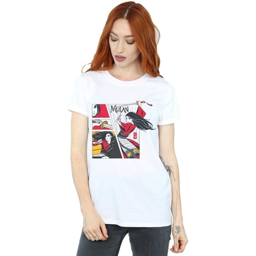 textil Mujer Camisetas manga larga Disney Mulan Movie Comic Style Blanco
