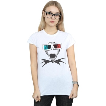 textil Mujer Camisetas manga larga Disney Nightmare Before Christmas Jack Skellington 3D Glasses Blanco