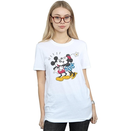 textil Mujer Camisetas manga larga Disney Mickey Mouse Mickey And Minnie Kiss Blanco