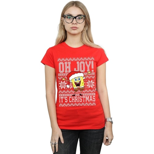 textil Mujer Camisetas manga larga Spongebob Squarepants Oh Joy! Christmas Rojo