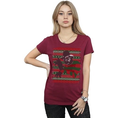 textil Mujer Camisetas manga larga A Nightmare On Elm Street Christmas Fair Isle Multicolor