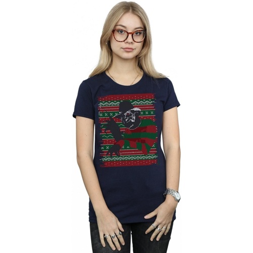 textil Mujer Camisetas manga larga A Nightmare On Elm Street Christmas Fair Isle Azul