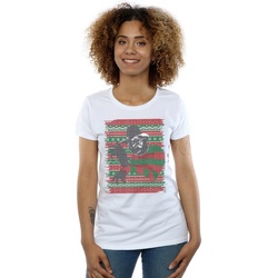 textil Mujer Camisetas manga larga A Nightmare On Elm Street Christmas Fair Isle Blanco