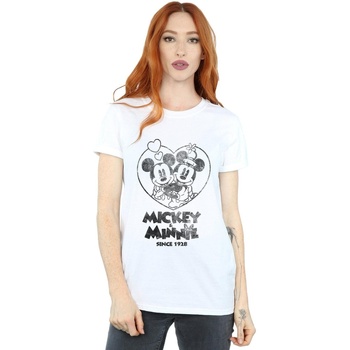 textil Mujer Camisetas manga larga Disney Mickey And Minnie Mouse Since 1928 Blanco