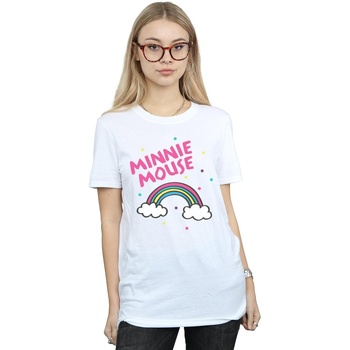 textil Mujer Camisetas manga larga Disney Minnie Mouse Rainbow Dots Blanco