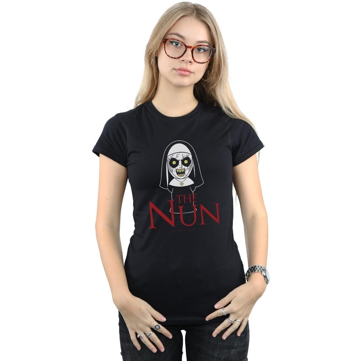 textil Mujer Camisetas manga larga The Nun Chibi Scare Negro
