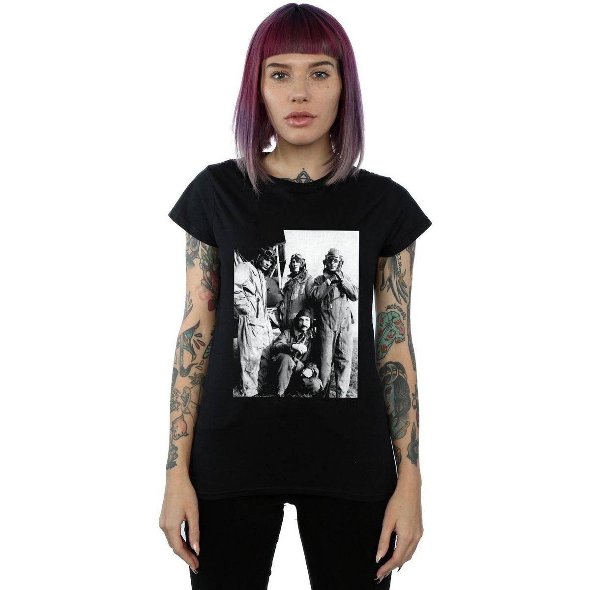 textil Mujer Camisetas manga larga Pink Floyd Airplane Photo Negro