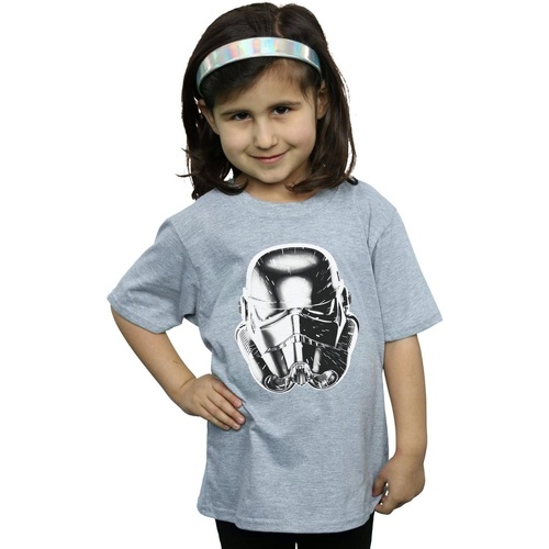 textil Niña Camisetas manga larga Disney Stormtrooper Warp Speed Helmet Gris