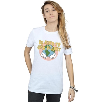 textil Mujer Camisetas manga larga Disney Mickey Mouse Be Kind To Our Planet Blanco