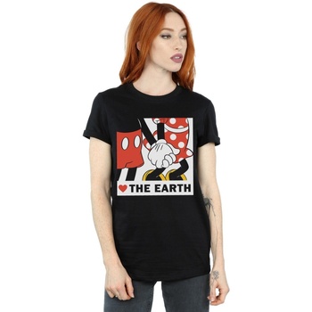 textil Mujer Camisetas manga larga Disney Mickey Mouse Heart The Earth Negro