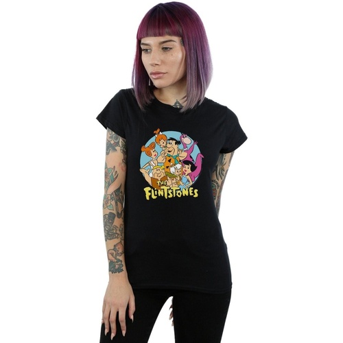 textil Mujer Camisetas manga larga The Flintstones Group Circle Negro