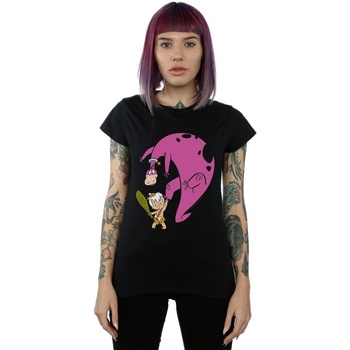 textil Mujer Camisetas manga larga The Flintstones Bamm Bamm And Dino Negro