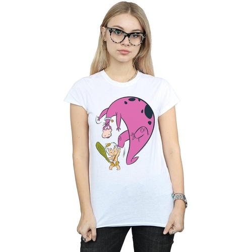 textil Mujer Camisetas manga larga The Flintstones Bamm Bamm And Dino Blanco