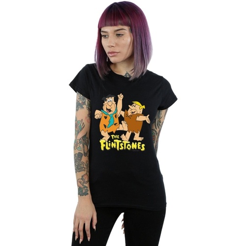 textil Mujer Camisetas manga larga The Flintstones Fred And Barney Negro