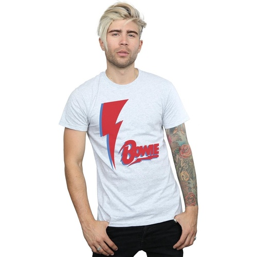 textil Hombre Camisetas manga larga David Bowie Red Bolt Gris