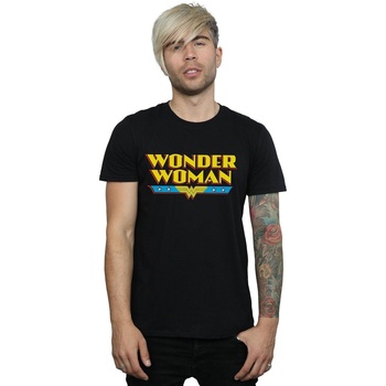 textil Hombre Camisetas manga larga Dc Comics Wonder Woman Text Logo Negro