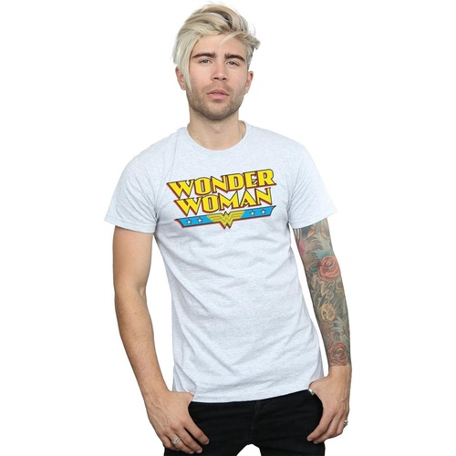 textil Hombre Camisetas manga larga Dc Comics Wonder Woman Text Logo Gris
