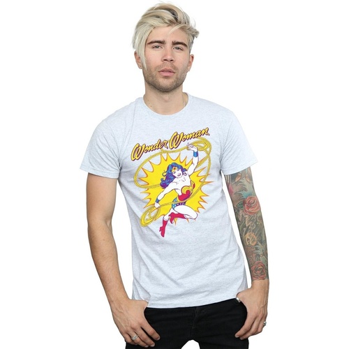 textil Hombre Camisetas manga larga Dc Comics Wonder Woman Leap Gris