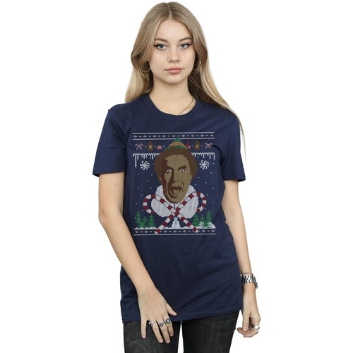 textil Mujer Camisetas manga larga Elf Christmas Fair Isle Azul