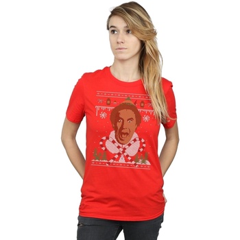 textil Mujer Camisetas manga larga Elf Christmas Fair Isle Rojo