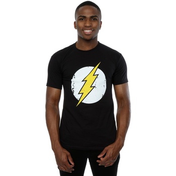 textil Hombre Camisetas manga larga Dc Comics Flash Distressed Logo Negro