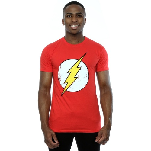 textil Hombre Camisetas manga larga Dc Comics Flash Distressed Logo Rojo