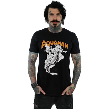 textil Hombre Camisetas manga larga Dc Comics Aquaman Mono Action Pose Negro