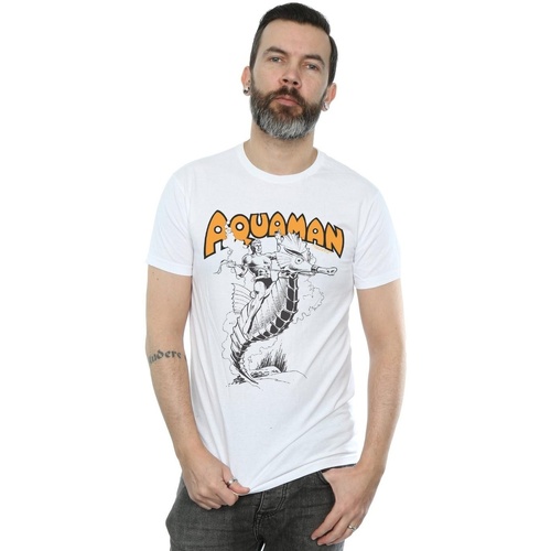 textil Hombre Camisetas manga larga Dc Comics Aquaman Mono Action Pose Blanco