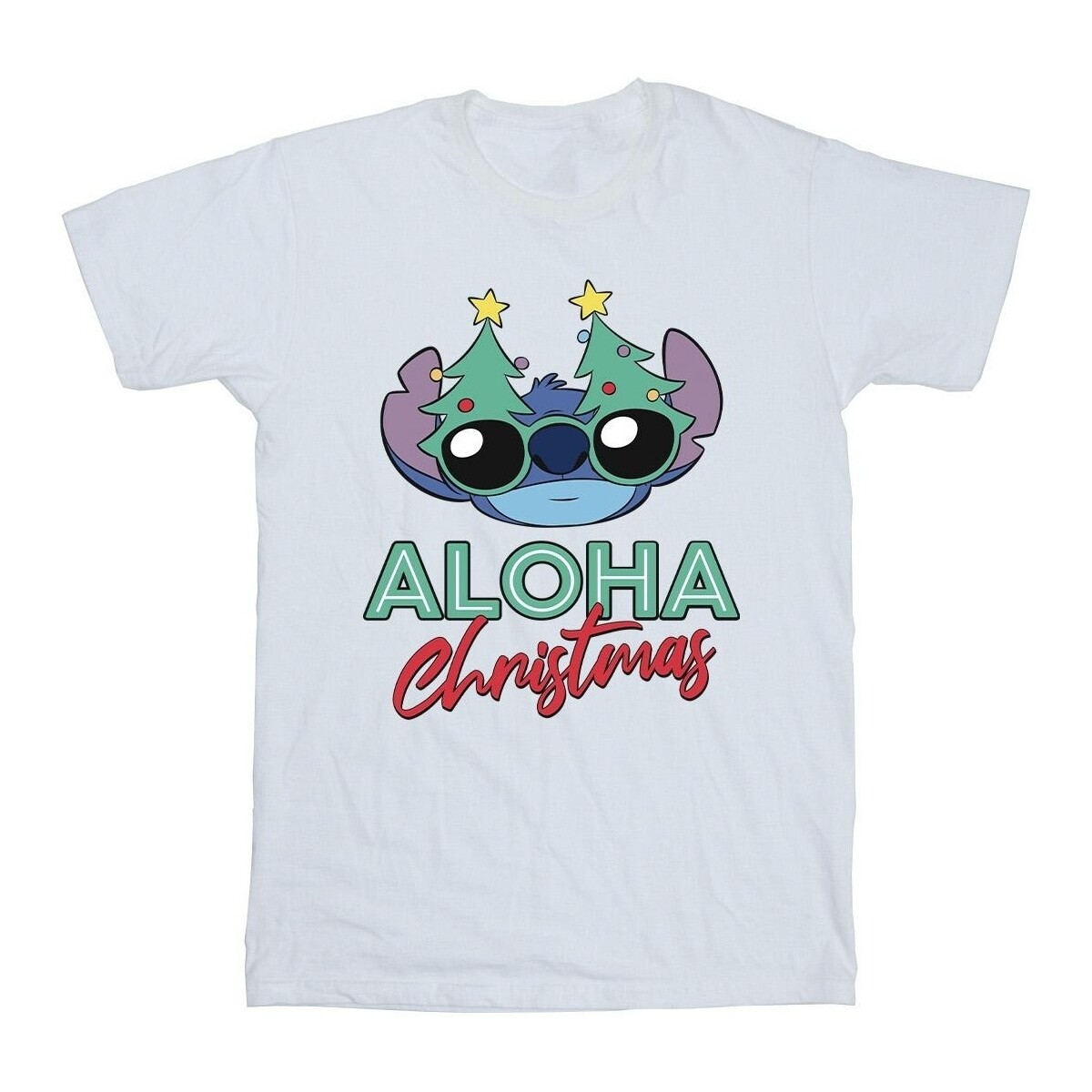 textil Niño Camisetas manga corta Disney Lilo And Stitch Christmas Tree Shades Blanco