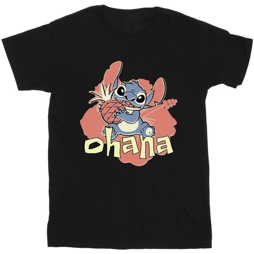 textil Niño Camisetas manga corta Disney Lilo And Stitch Ohana Pineapple Negro