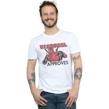 textil Hombre Camisetas manga larga Marvel Deadpool Approves Blanco