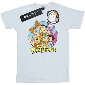 textil Mujer Camisetas manga larga The Flintstones Group Circle Blanco