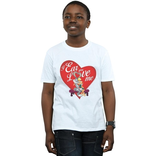 textil Niño Tops y Camisetas Dessins Animés Bugs Bunny And Lola Valentine's Day Love Me Blanco