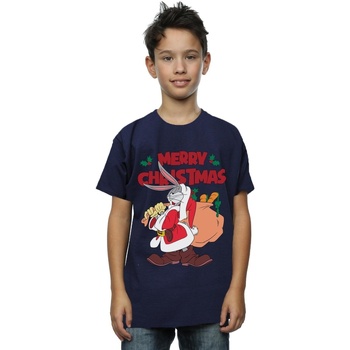 textil Niño Camisetas manga corta Dessins Animés Santa Bugs Bunny Azul
