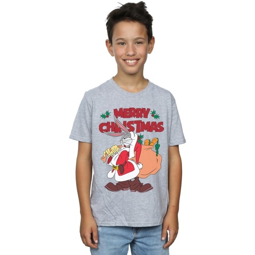 textil Niño Camisetas manga corta Dessins Animés Santa Bugs Bunny Gris