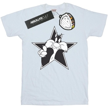 textil Niña Camisetas manga larga Dessins Animés Sylvester Mono Star Blanco