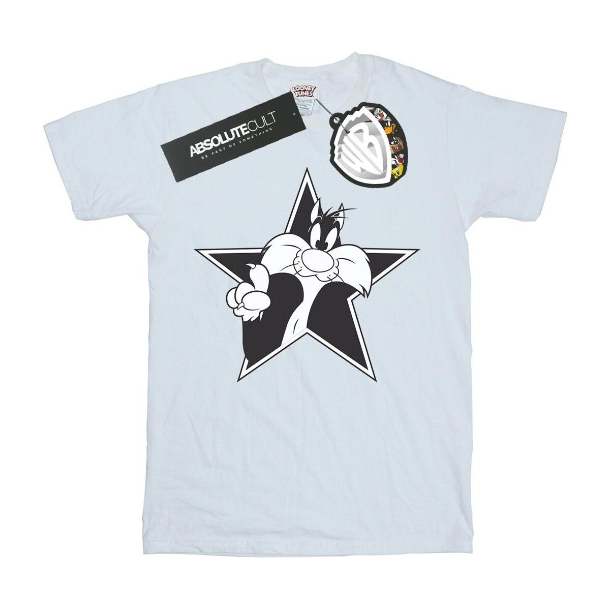 textil Niña Camisetas manga larga Dessins Animés Sylvester Mono Star Blanco