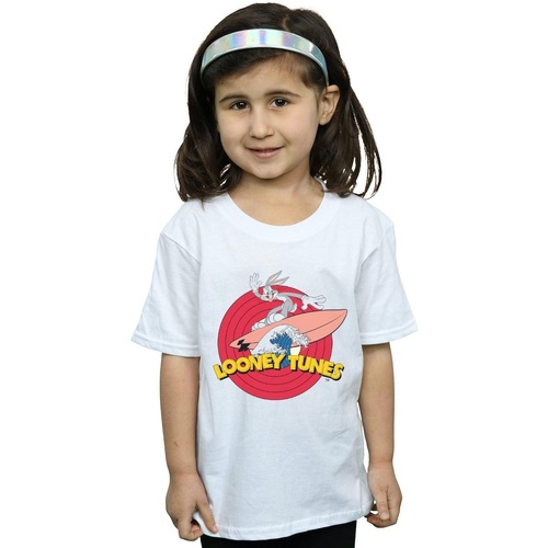 textil Niña Camisetas manga larga Dessins Animés Bugs Bunny Surfing Blanco