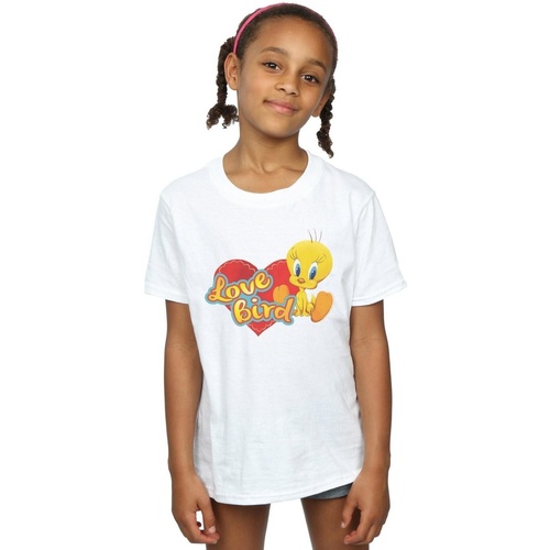 textil Niña Camisetas manga larga Dessins Animés Tweety Pie Valentine's Day Love Bird Blanco